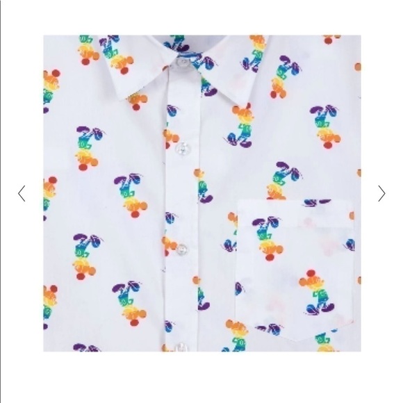 PRIDE Disney Mickey Mouse rainbow unisex woven shirt - Picture 6 of 8